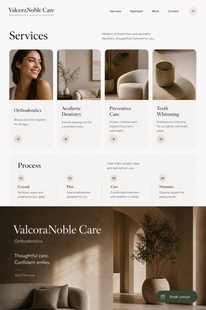 Healthcare website design for Australia, showing a clear opening, service information, supporting content, and a focused inquiry action.