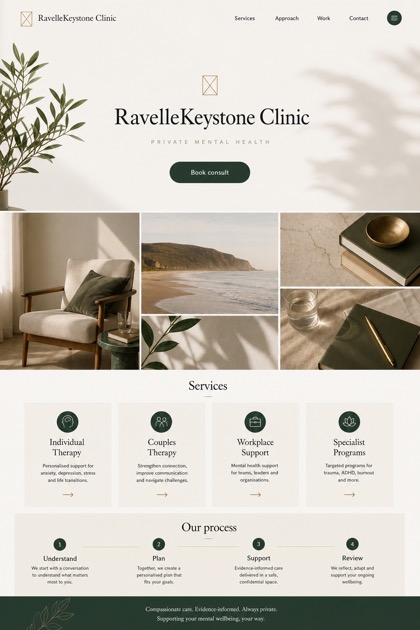 Healthcare website design for Australia, showing a clear opening, service information, supporting content, and a focused inquiry action.