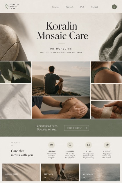 Healthcare website design for Australia, showing a clear opening, service information, supporting content, and a focused inquiry action.