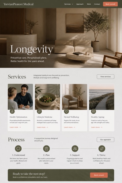 Healthcare website design for Australia, showing a clear opening, service information, supporting content, and a focused inquiry action.