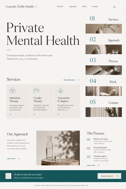 Healthcare website design for Australia, showing a clear opening, service information, supporting content, and a focused inquiry action.