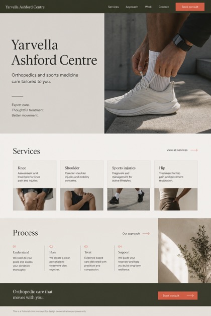 Healthcare website design for Australia, showing a clear opening, service information, supporting content, and a focused inquiry action.