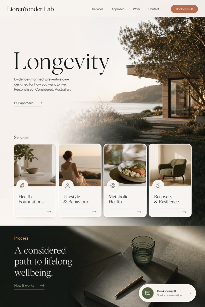 Healthcare website design for Australia, showing a clear opening, service information, supporting content, and a focused inquiry action.