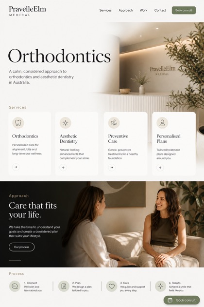 Healthcare website design for Australia, showing a clear opening, service information, supporting content, and a focused inquiry action.