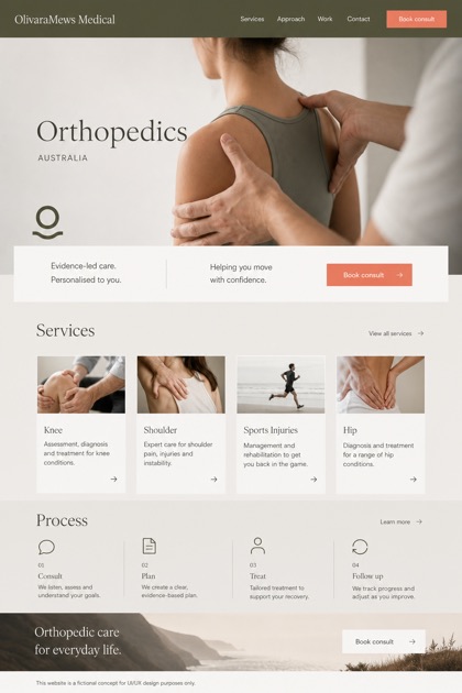 Healthcare website design for Australia, showing a clear opening, service information, supporting content, and a focused inquiry action.