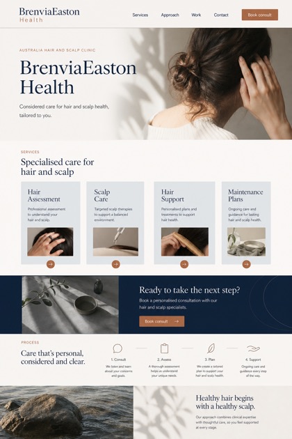 Healthcare website design for Australia, showing a clear opening, service information, supporting content, and a focused inquiry action.