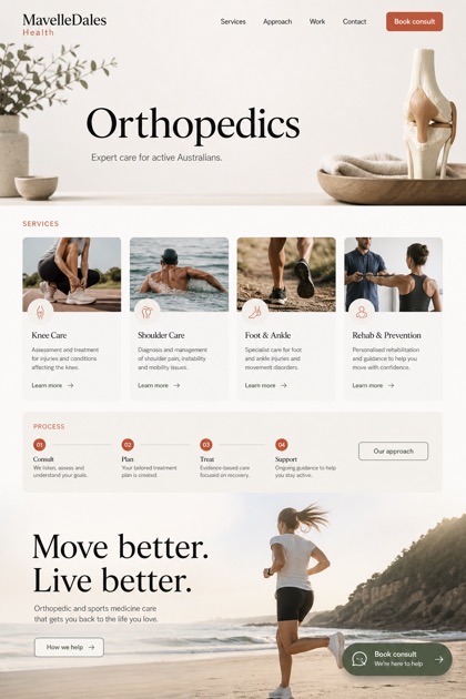 Healthcare website design for Australia, showing a clear opening, service information, supporting content, and a focused inquiry action.