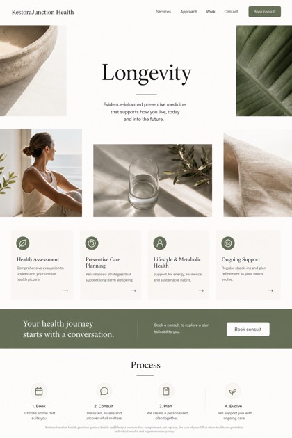 Healthcare website design for Australia, showing a clear opening, service information, supporting content, and a focused inquiry action.