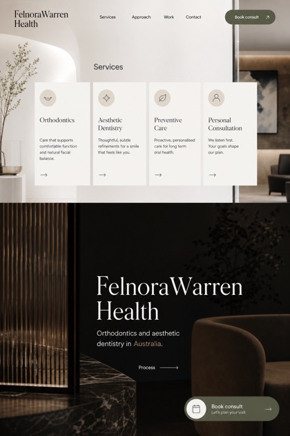 Healthcare website design for Australia, showing a clear opening, service information, supporting content, and a focused inquiry action.