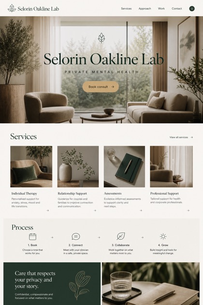 Healthcare website design for Australia, showing a clear opening, service information, supporting content, and a focused inquiry action.