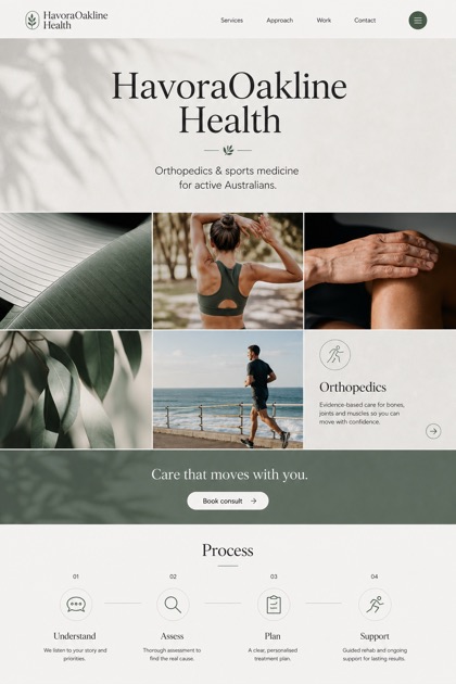 Healthcare website design for Australia, showing a clear opening, service information, supporting content, and a focused inquiry action.