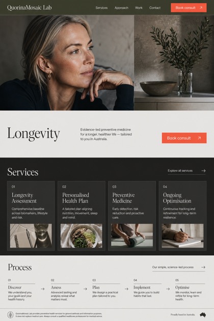 Healthcare website design for Australia, showing a clear opening, service information, supporting content, and a focused inquiry action.