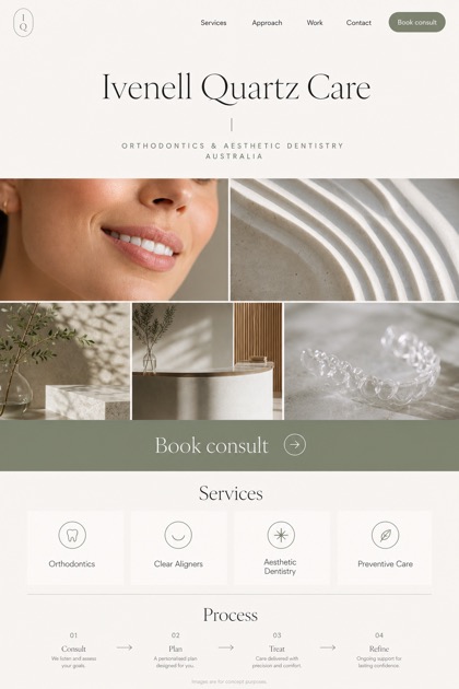 Healthcare website design for Australia, showing a clear opening, service information, supporting content, and a focused inquiry action.