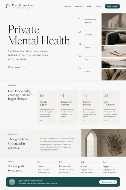 Healthcare website design for Australia, showing a clear opening, service information, supporting content, and a focused inquiry action.