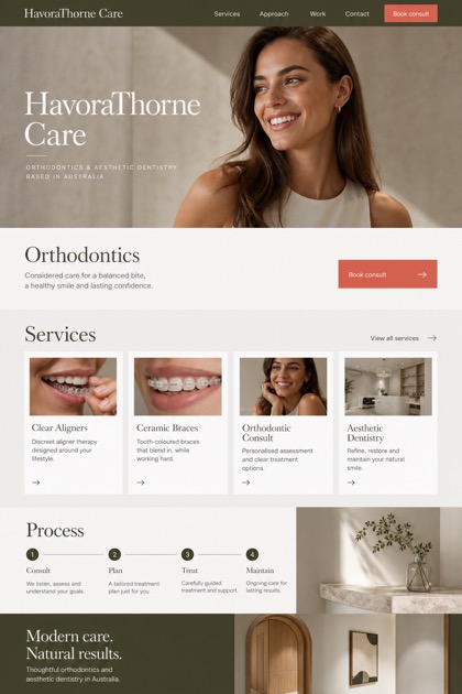 Healthcare website design for Australia, showing a clear opening, service information, supporting content, and a focused inquiry action.