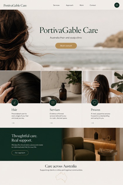 Healthcare website design for Australia, showing a clear opening, service information, supporting content, and a focused inquiry action.