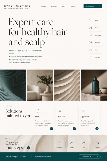 Healthcare website design for Australia, showing a clear opening, service information, supporting content, and a focused inquiry action.