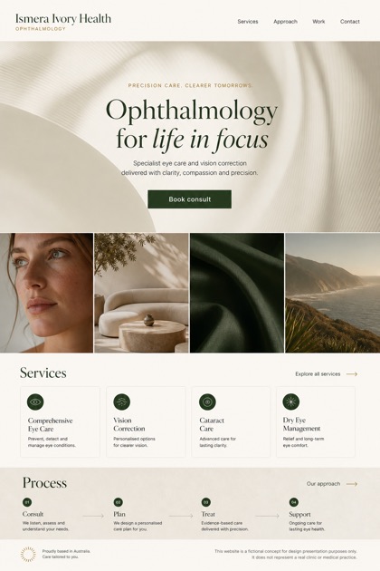 Healthcare website design for Australia, showing a clear opening, service information, supporting content, and a focused inquiry action.