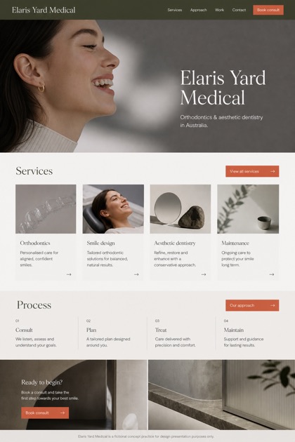 Healthcare website design for Australia, showing a clear opening, service information, supporting content, and a focused inquiry action.