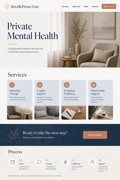 Healthcare website design for Australia, showing a clear opening, service information, supporting content, and a focused inquiry action.
