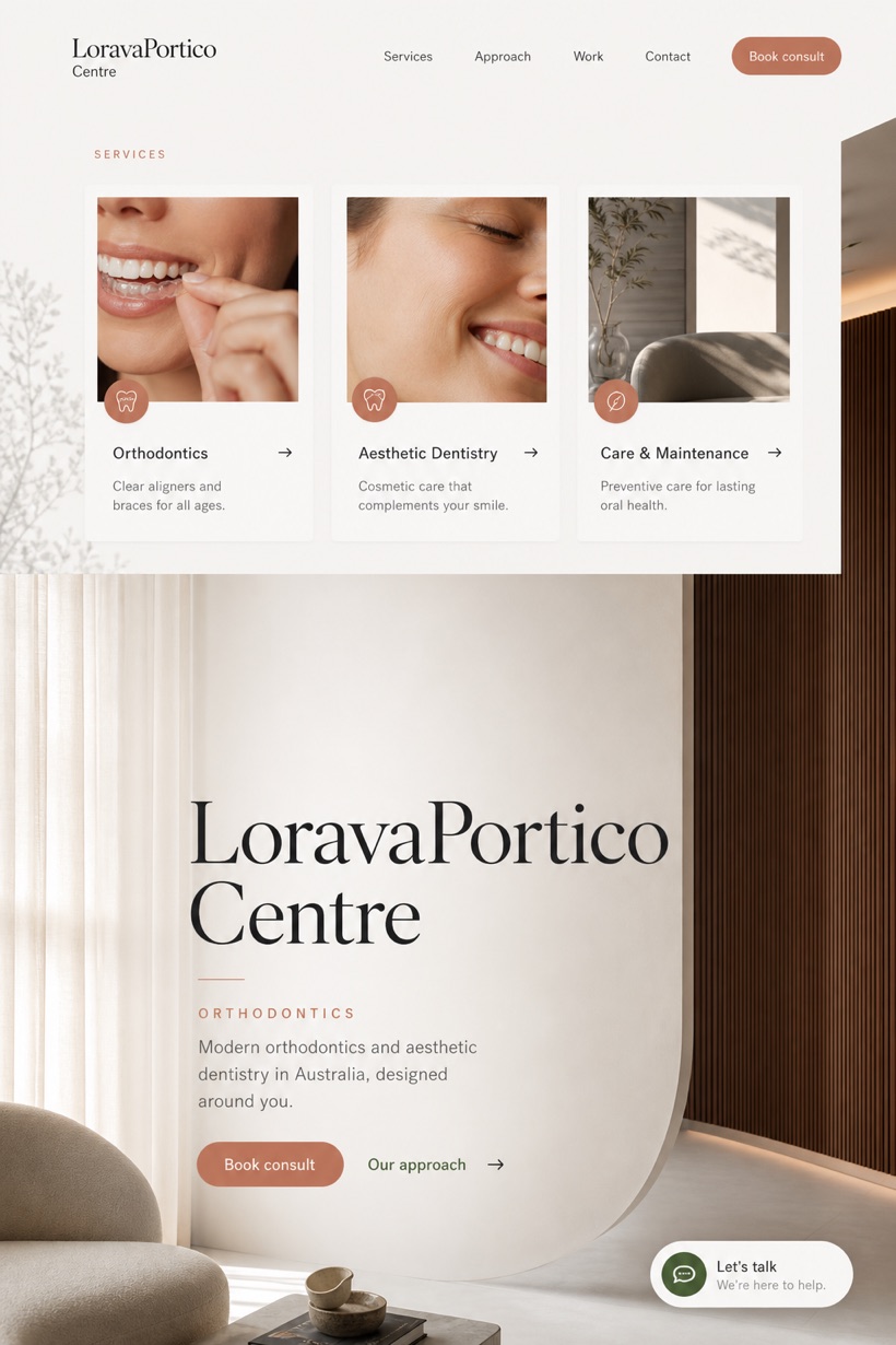 Healthcare website design for Australia, showing a clear opening, service information, supporting content, and a focused inquiry action.