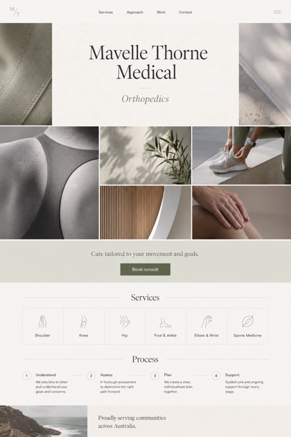 Healthcare website design for Australia, showing a clear opening, service information, supporting content, and a focused inquiry action.