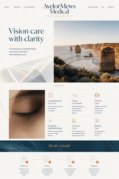 Healthcare website design for Australia, showing a clear opening, service information, supporting content, and a focused inquiry action.
