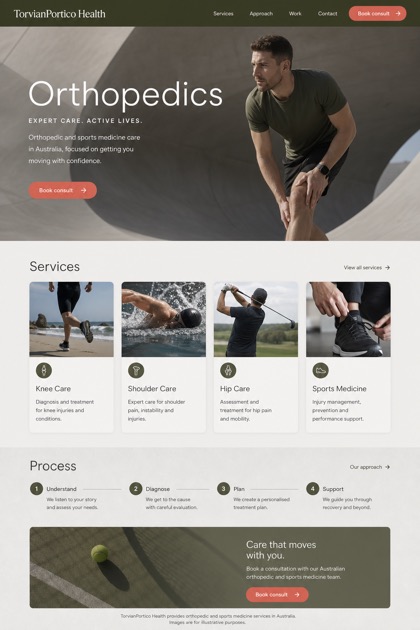Healthcare website design for Australia, showing a clear opening, service information, supporting content, and a focused inquiry action.