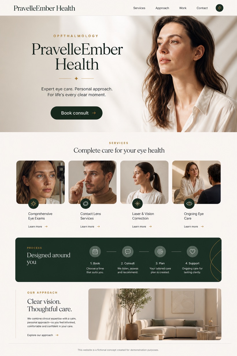 Healthcare website design for Australia, showing a clear opening, service information, supporting content, and a focused inquiry action.
