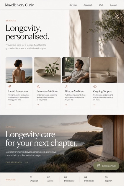 Healthcare website design for Australia, showing a clear opening, service information, supporting content, and a focused inquiry action.