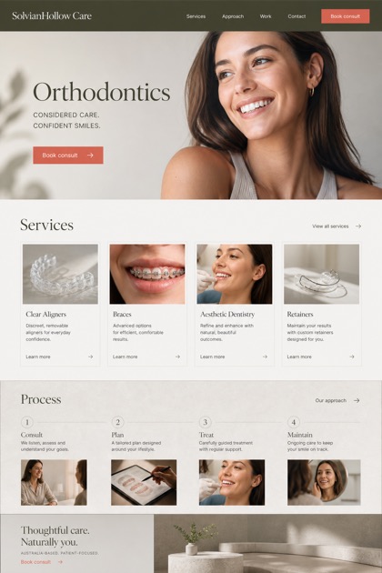 Healthcare website design for Australia, showing a clear opening, service information, supporting content, and a focused inquiry action.