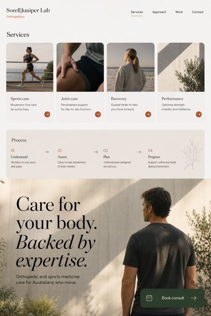 Healthcare website design for Australia, showing a clear opening, service information, supporting content, and a focused inquiry action.