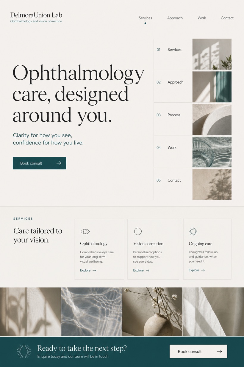 Healthcare website design for Australia, showing a clear opening, service information, supporting content, and a focused inquiry action.