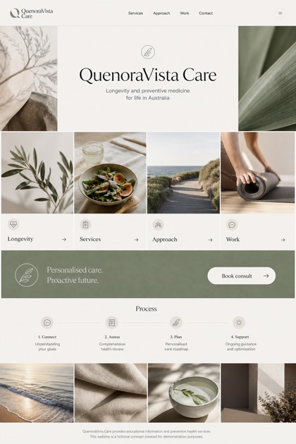 Healthcare website design for Australia, showing a clear opening, service information, supporting content, and a focused inquiry action.