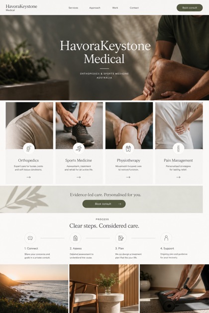 Healthcare website design for Australia, showing a clear opening, service information, supporting content, and a focused inquiry action.