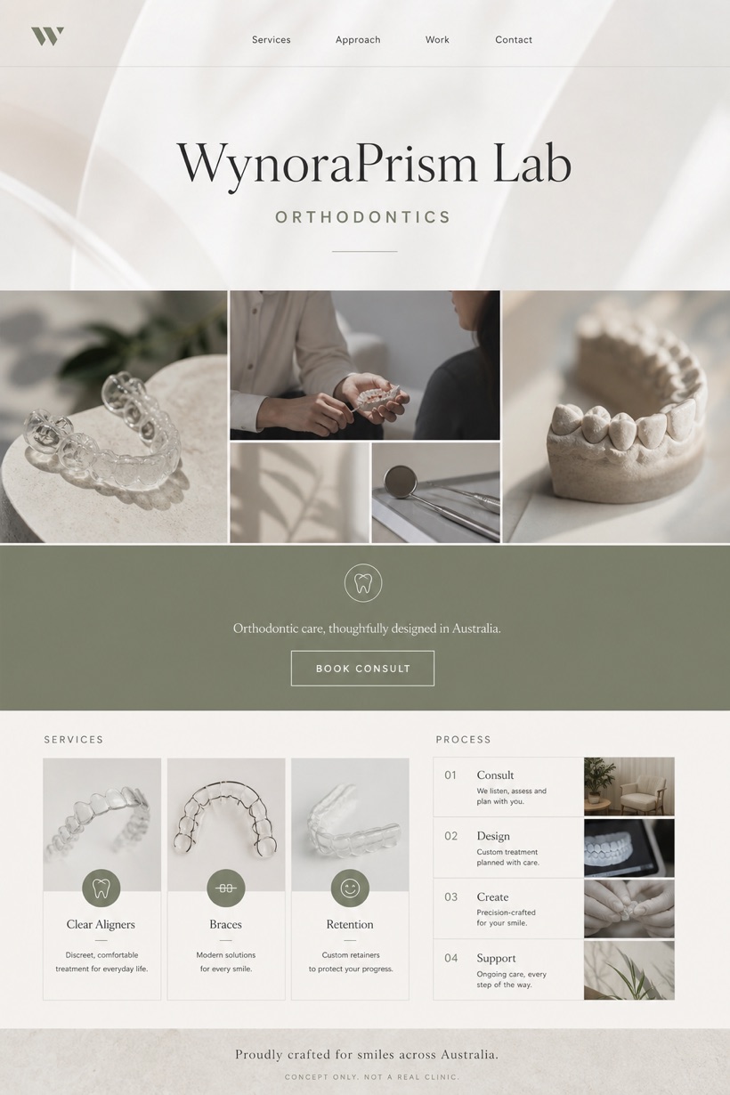 Healthcare website design for Australia, showing a clear opening, service information, supporting content, and a focused inquiry action.