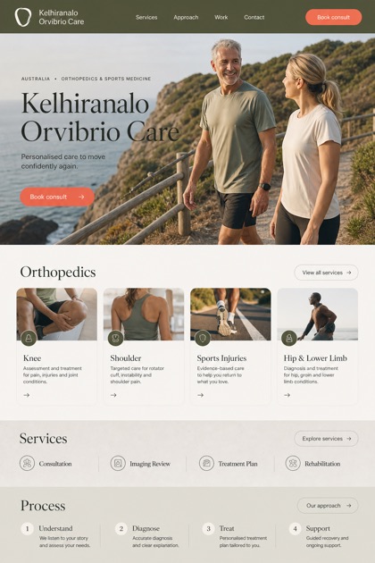 Healthcare website design for Australia, showing a clear opening, service information, supporting content, and a focused inquiry action.