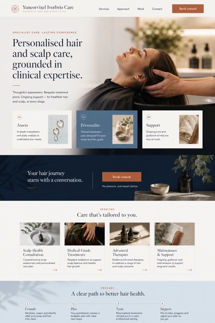 Healthcare website design for Australia, showing a clear opening, service information, supporting content, and a focused inquiry action.