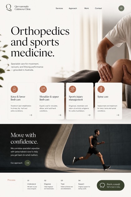 Healthcare website design for Australia, showing a clear opening, service information, supporting content, and a focused inquiry action.