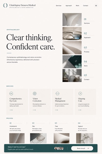 Healthcare website design for Australia, showing a clear opening, service information, supporting content, and a focused inquiry action.