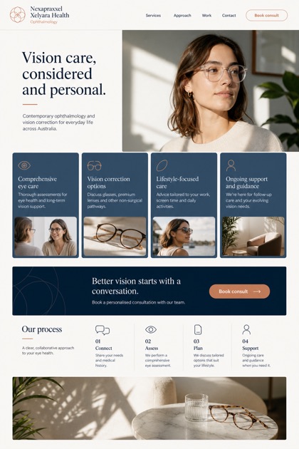 Healthcare website design for Australia, showing a clear opening, service information, supporting content, and a focused inquiry action.