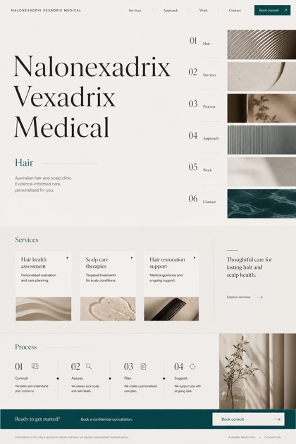 Healthcare website design for Australia, showing a clear opening, service information, supporting content, and a focused inquiry action.