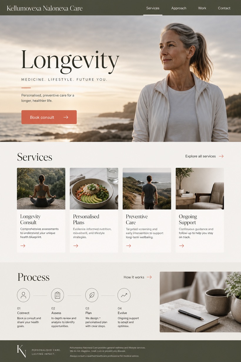 Healthcare website design for Australia, showing a clear opening, service information, supporting content, and a focused inquiry action.