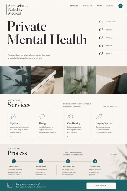 Healthcare website design for Australia, showing a clear opening, service information, supporting content, and a focused inquiry action.