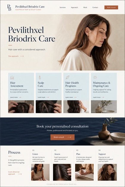 Healthcare website design for Australia, showing a clear opening, service information, supporting content, and a focused inquiry action.