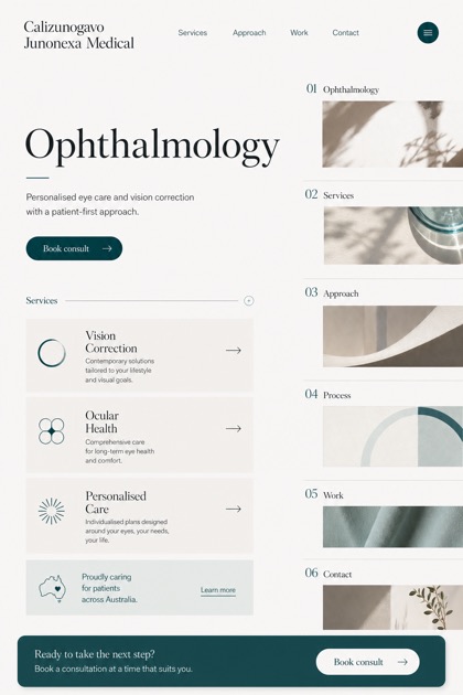 Healthcare website design for Australia, showing a clear opening, service information, supporting content, and a focused inquiry action.