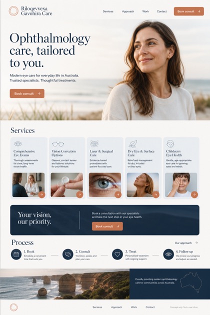 Healthcare website design for Australia, showing a clear opening, service information, supporting content, and a focused inquiry action.