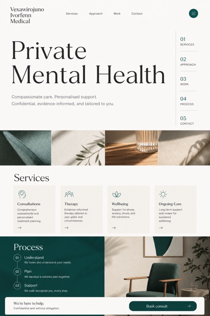 Healthcare website design for Australia, showing a clear opening, service information, supporting content, and a focused inquiry action.