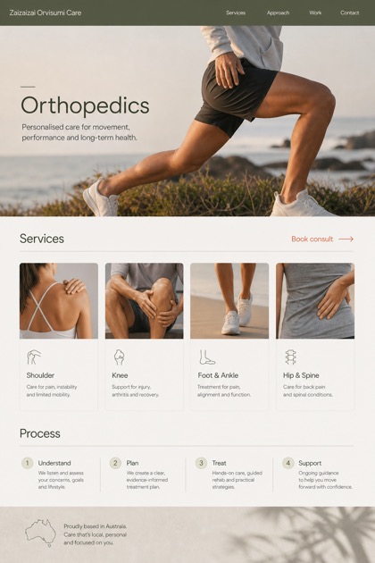 Healthcare website design for Australia, showing a clear opening, service information, supporting content, and a focused inquiry action.
