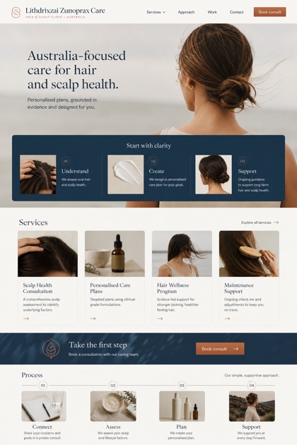 Healthcare website design for Australia, showing a clear opening, service information, supporting content, and a focused inquiry action.